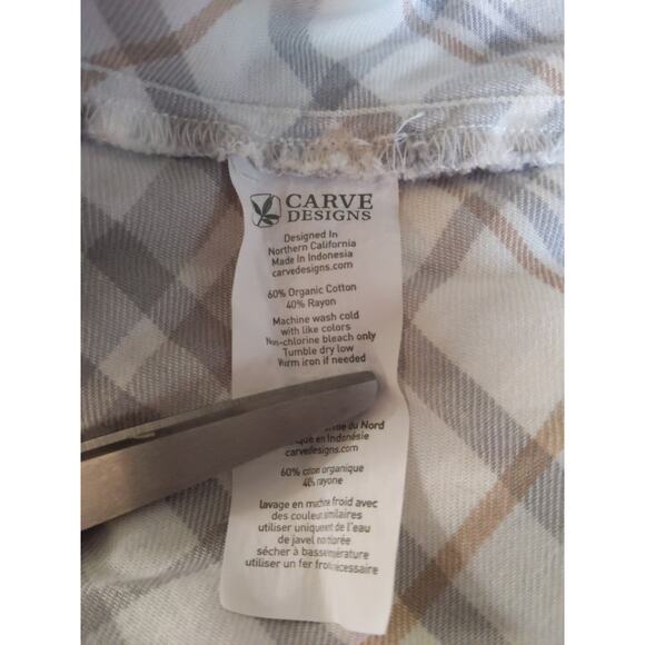 CARVE DESIGNS Plaid Peplum Top Fringe Hem Size Small Western Boho Cowgirl - Picture 5 of 9